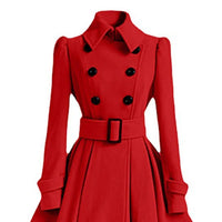 Autumn elegant woolen coat Fashion Lace-Up