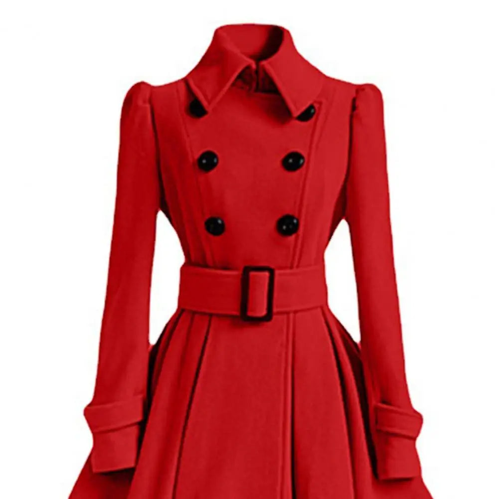 Autumn elegant woolen coat Fashion Lace-Up