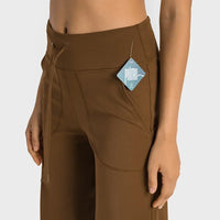 wide leg yoga pants drawstring