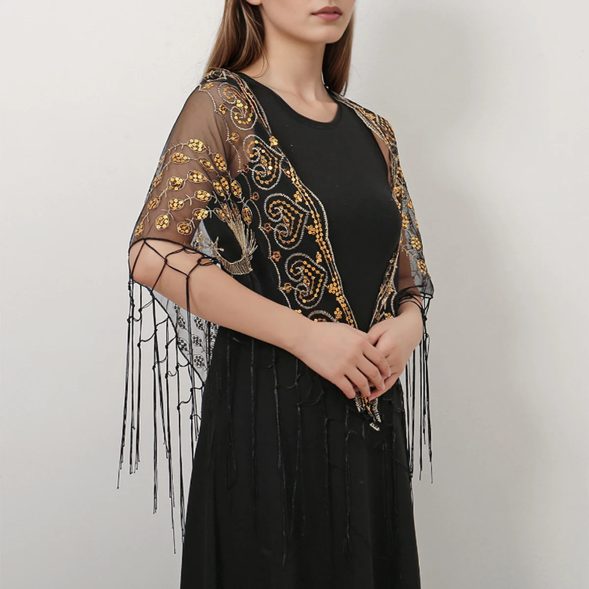 Elegant Sequins Triangle Scarf Fashion Lace