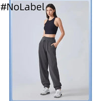 Brown Thickened Lamb Fleece Lining Sweatpants