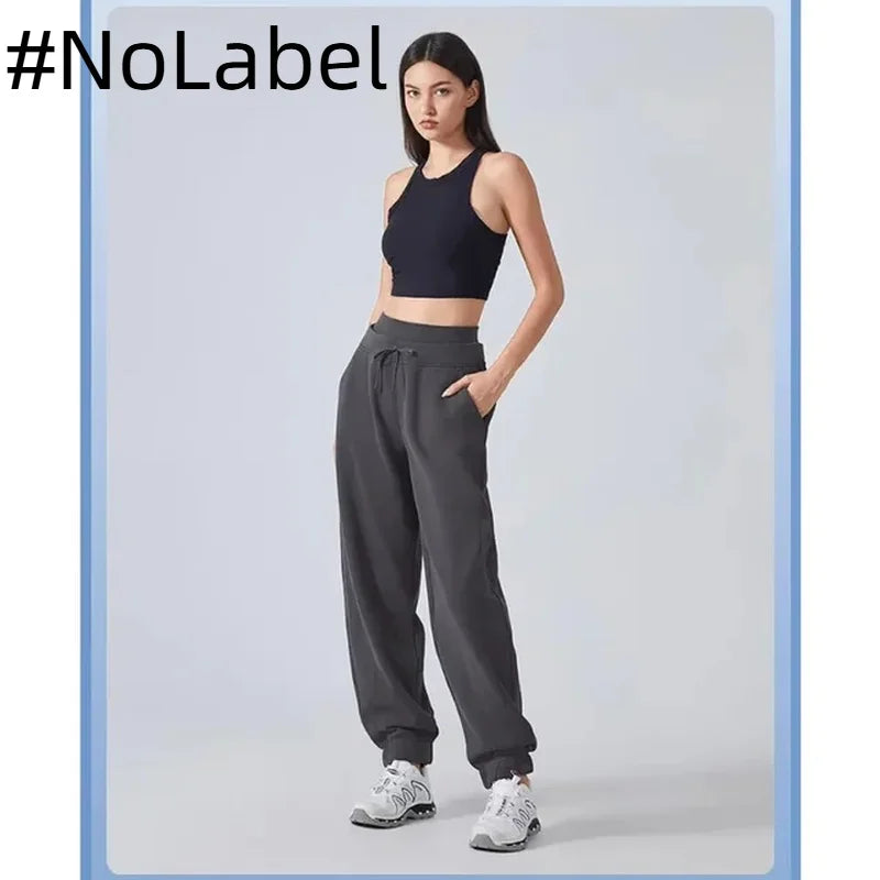 Brown Thickened Lamb Fleece Lining Sweatpants