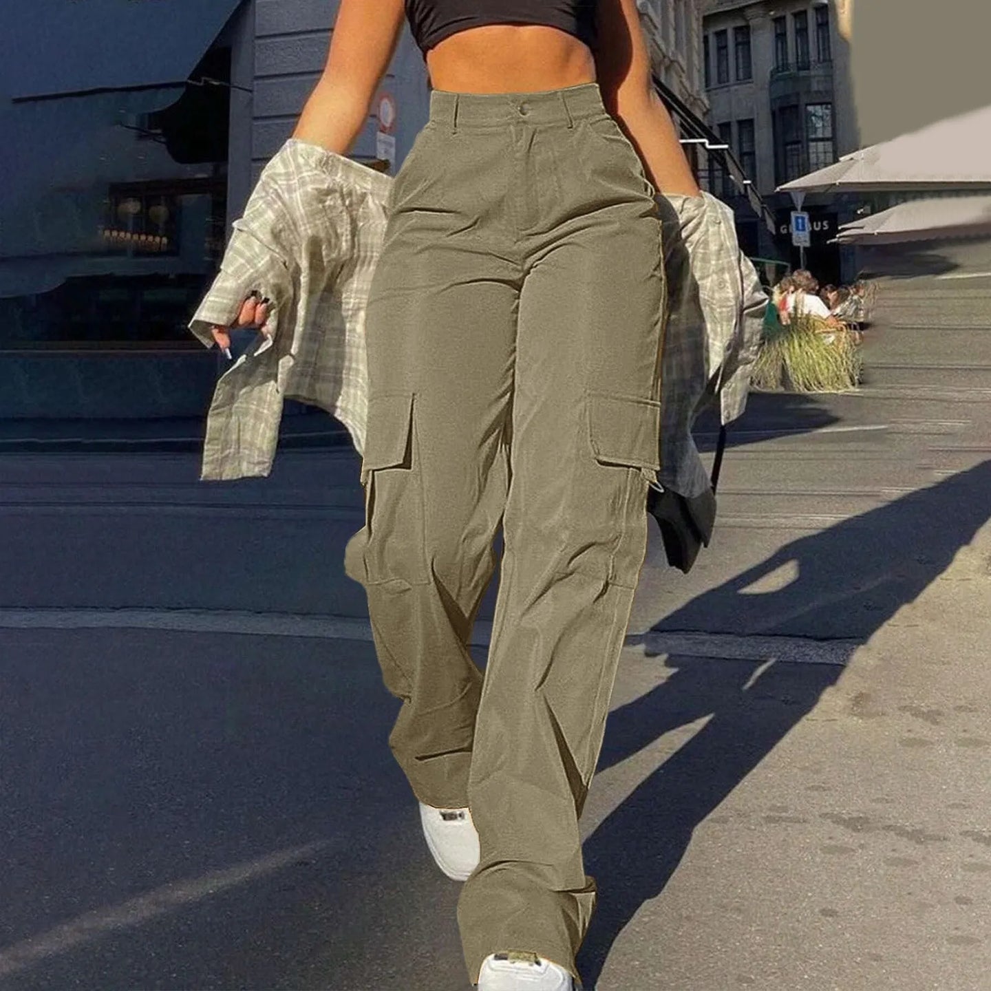 Women Stretch Twill Wide Leg Pants