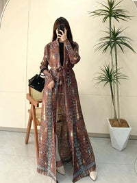 Miyake Pleated Print Foldable Collar Long Sleeve Coats