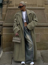 Street Ribbed Woolen Long Coat