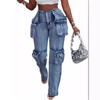 Vintage Washed Distressed Women Jeans