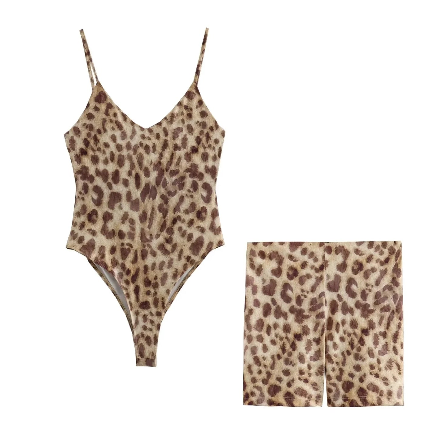 TRAFZA Women's Summer Fashion Leopard Print Jumpsuit