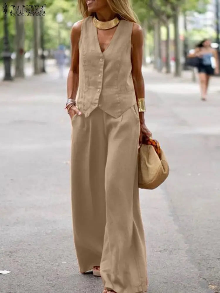 ZANZEA Woman Elegant 2-Piece Pant Sets