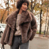 Long Sleeved Buttons Women's Faux Fur Coats