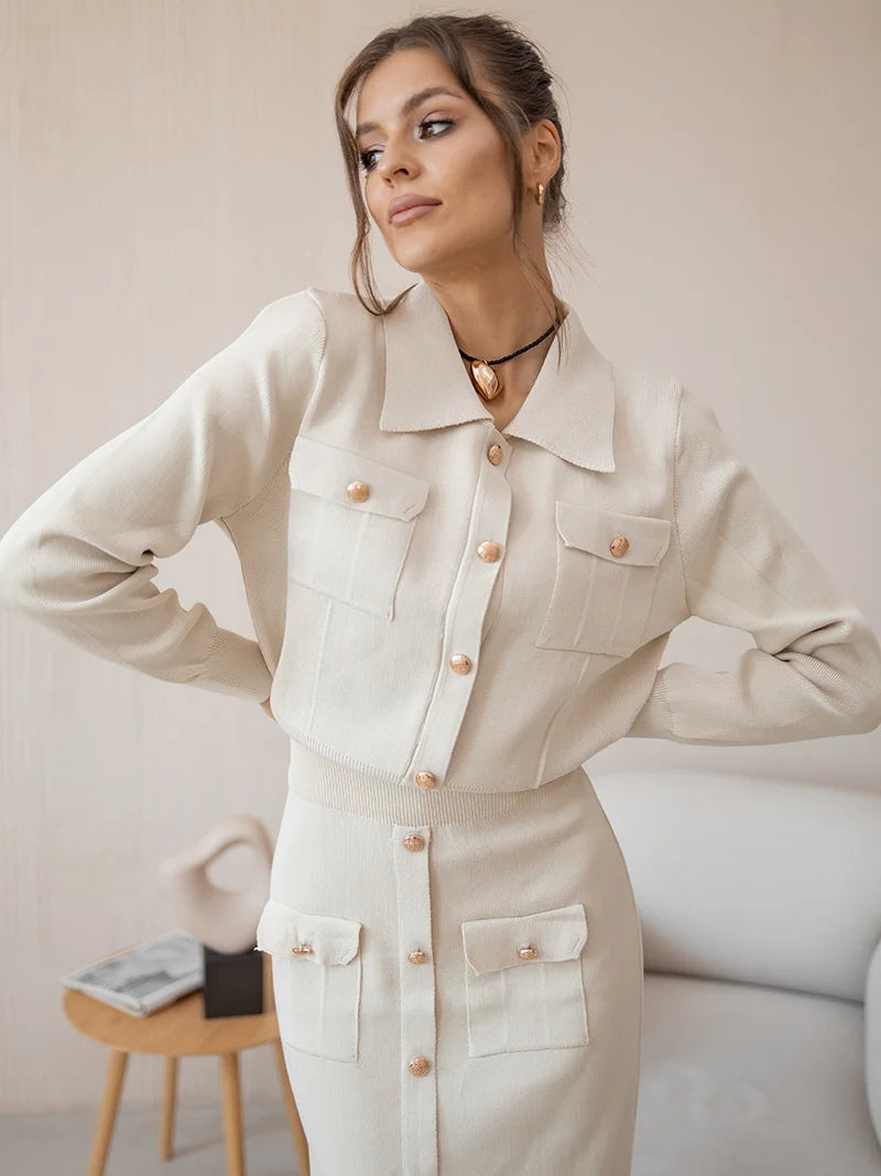 Vintage Knit Blazer Dress 2 Piece Matching Set
