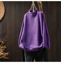 Vintage Turtleneck Pullover Women Knit Long Sleeve Top