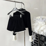 2 Piece Shorts Sets Peter Pan Collar Luxury Cardigans Fashion