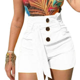 Summer Women Pants Pleated High Waist Tight Shorts