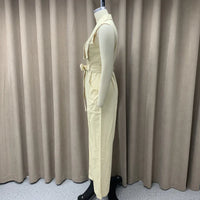 Sleeveless Lace-Up Wide-Leg Jumpsuit