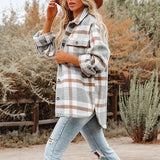 Autumn Women's Plaid Jacket Long Sleeve Lapel
