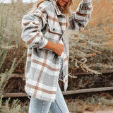 Autumn Women's Plaid Jacket Long Sleeve Lapel