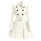 Autumn elegant woolen coat Fashion Lace-Up