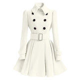 Autumn elegant woolen coat Fashion Lace-Up
