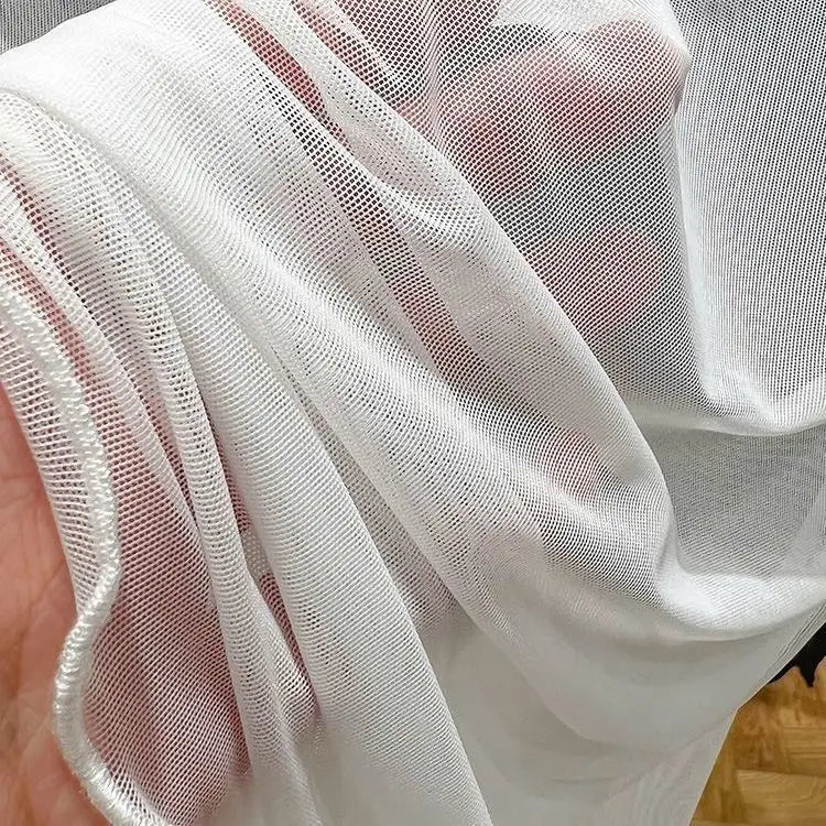 Fashion Mesh T-shirts Women Vintage Transparent Tops