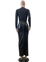 Women High Waist Elastic Long Skirt