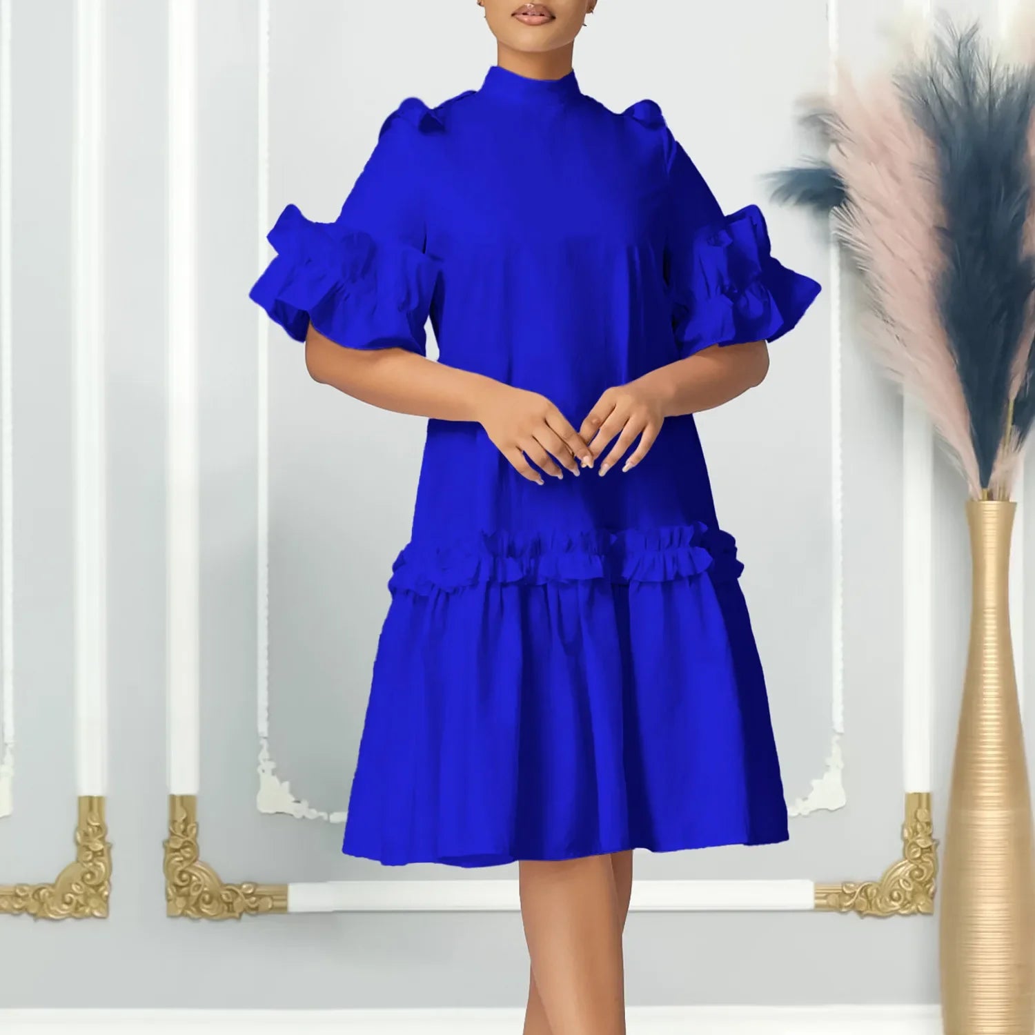 Elegant Half Sleeve Polyester gowns