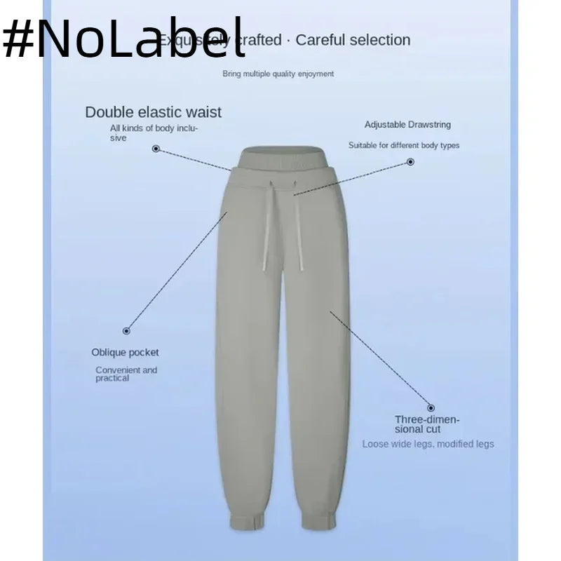 Brown Thickened Lamb Fleece Lining Sweatpants