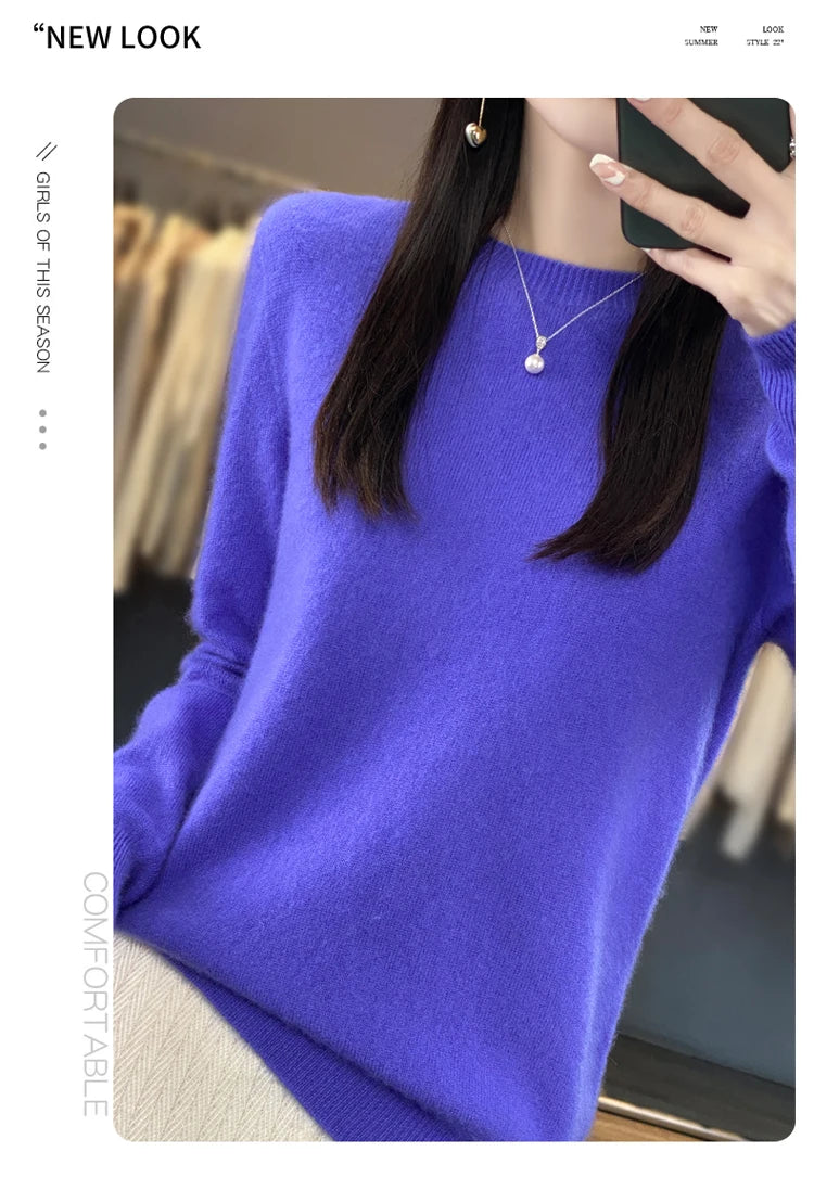 Women's Casual Knitted Pullover Coat – Soft O-Neck Winter Sweater