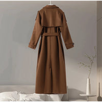 Street Ribbed Woolen Long Coat