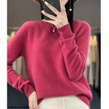 Women's Casual Knitted Pullover Coat – Soft O-Neck Winter Sweater