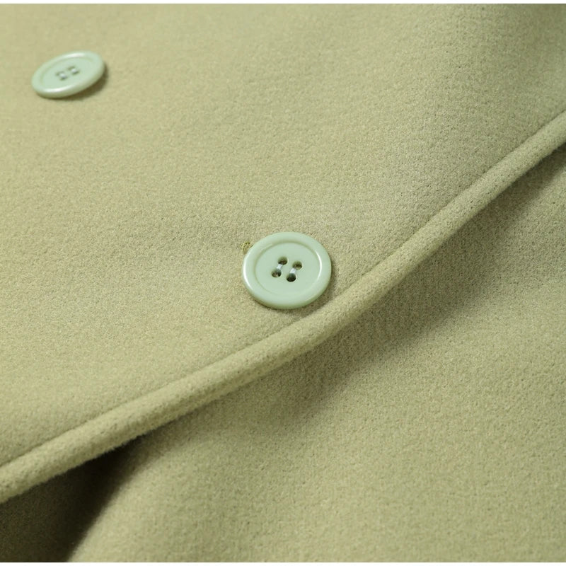 Street Ribbed Woolen Long Coat