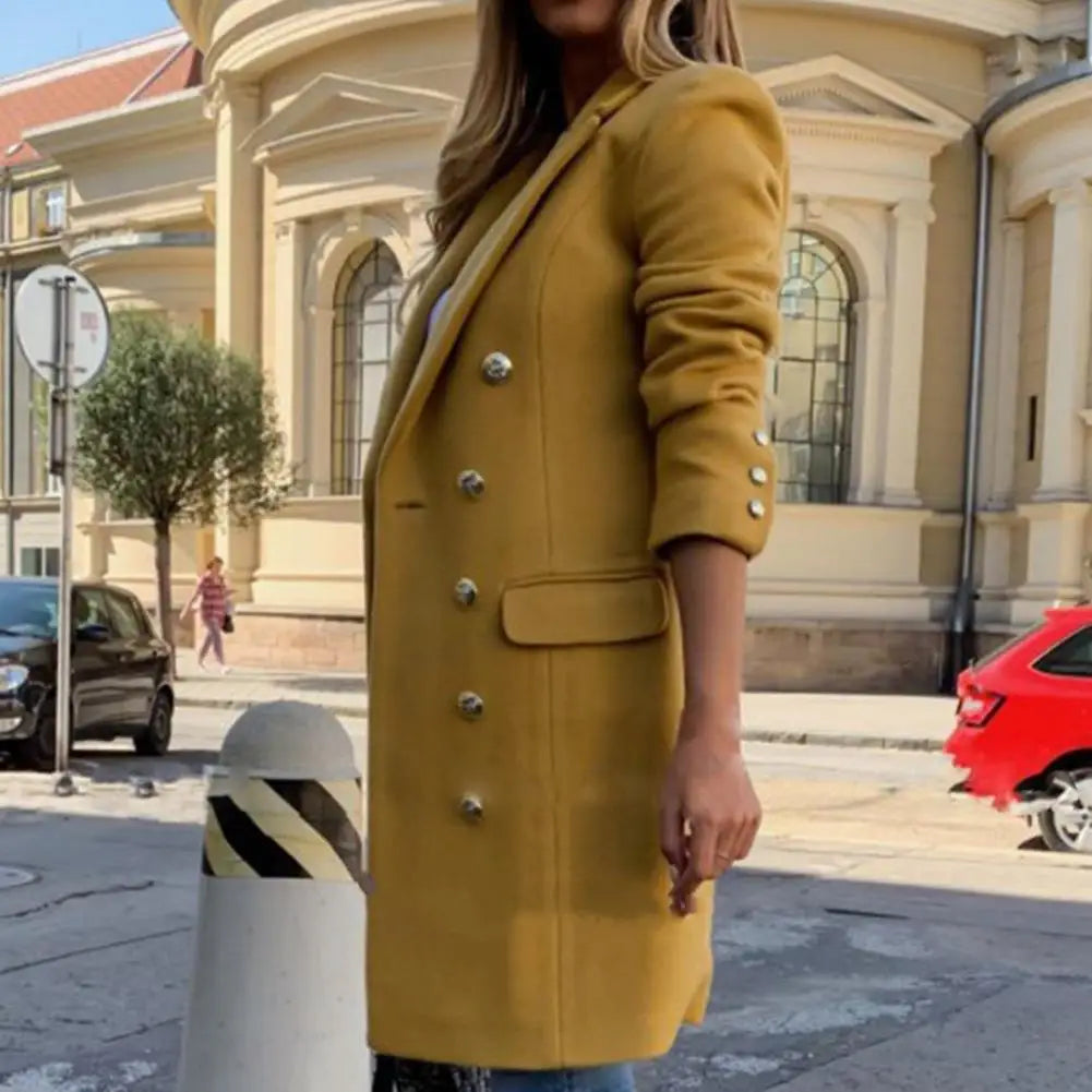 Women Wool Coat Autumn Winter Long Sleeve