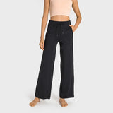wide leg yoga pants drawstring