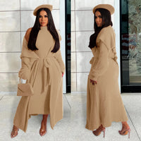 Two Piece Long Sleeve Round Neck Cardigan