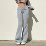 Basic Sexy Solid Flare Pants Retro Y2K Casual