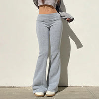 Basic Sexy Solid Flare Pants Retro Y2K Casual