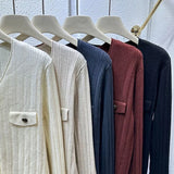 V-neck Long Sleeve Knitting Sweater