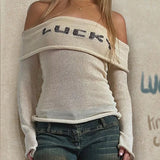 Women Off the Shoulder Knitted Sweater Top