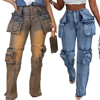 Vintage Washed Distressed Women Jeans
