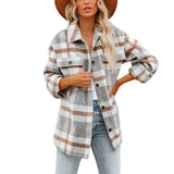 Autumn Women's Plaid Jacket Long Sleeve Lapel