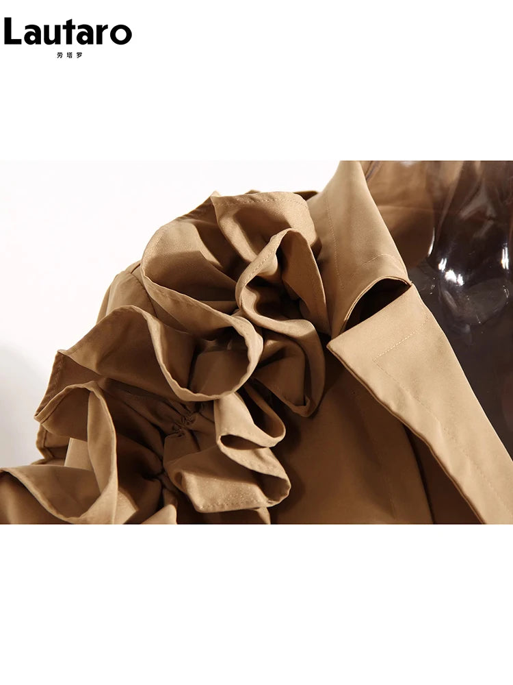 Lautaro Long Black Khaki Trench Coats