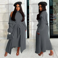 Two Piece Long Sleeve Round Neck Cardigan