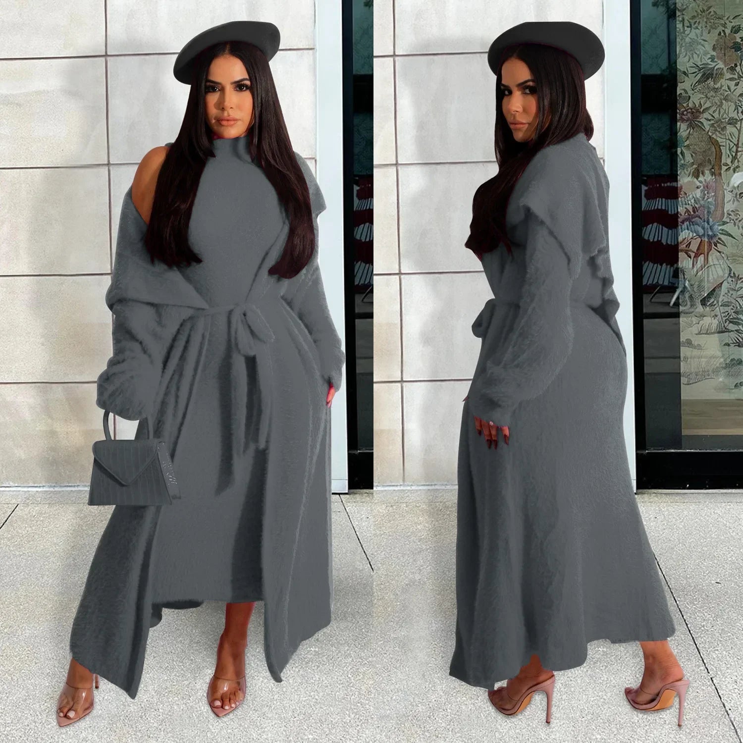 Two Piece Long Sleeve Round Neck Cardigan