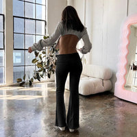 Basic Sexy Solid Flare Pants Retro Y2K Casual