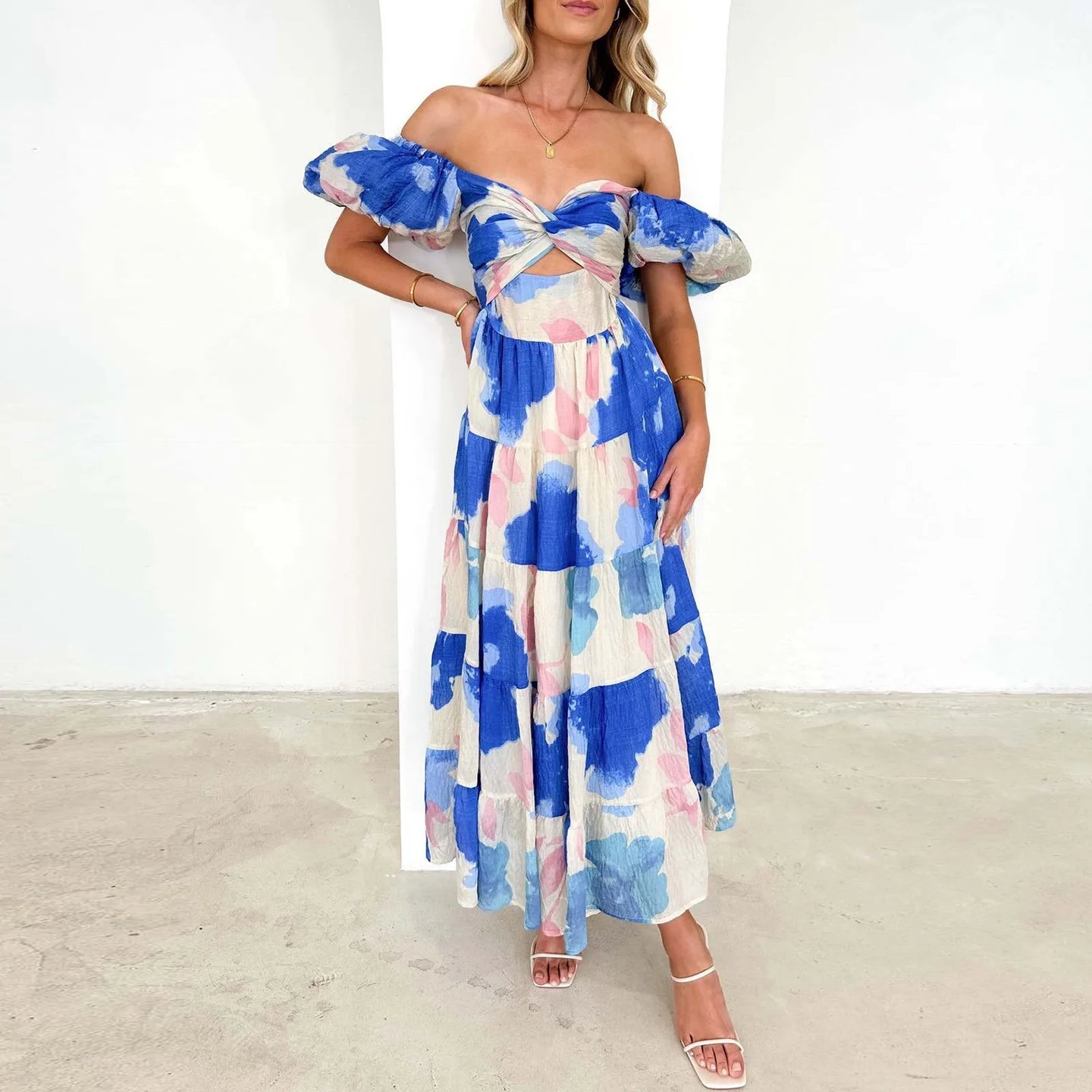 Elegant Floral Cutout Summer Dress