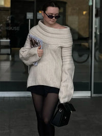 Tossy Off-Shoulder Solid Knit Sweater