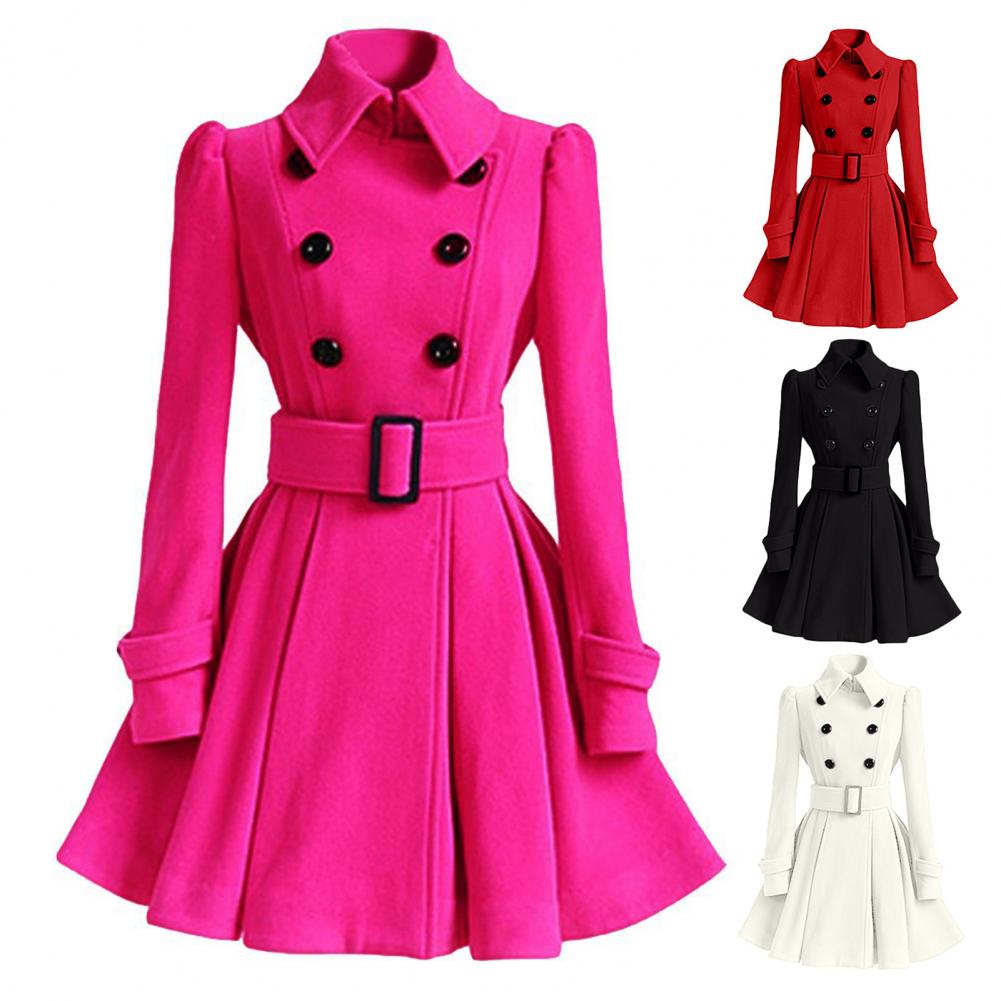 Autumn elegant woolen coat Fashion Lace-Up