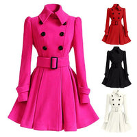 Autumn elegant woolen coat Fashion Lace-Up