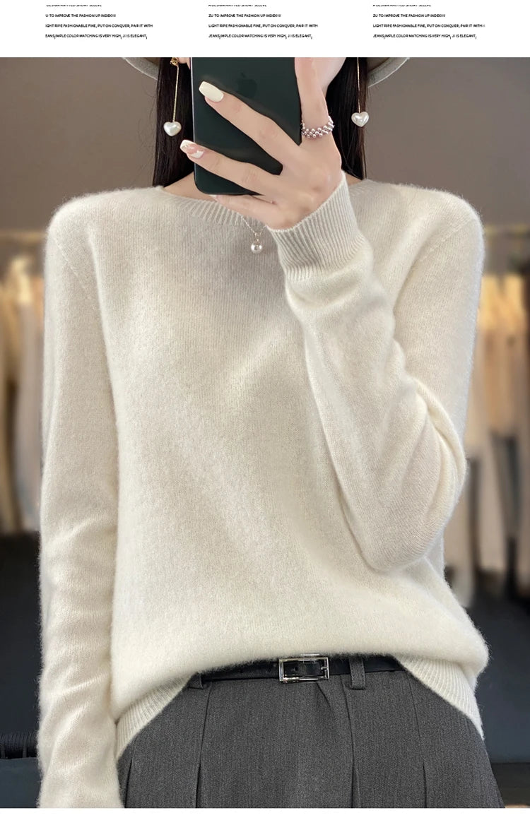 Women's Casual Knitted Pullover Coat – Soft O-Neck Winter Sweater
