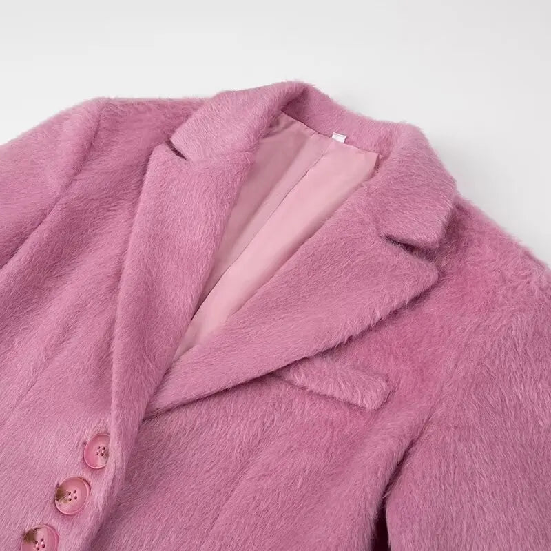 Streetwear Long Hairy Shaggy Blazer Coats