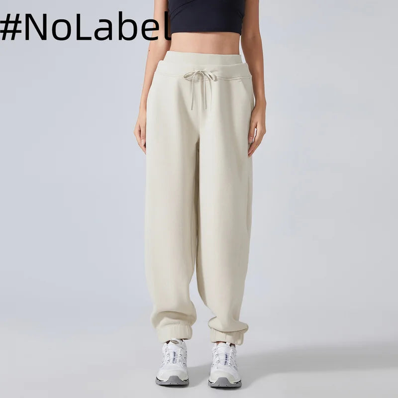 Brown Thickened Lamb Fleece Lining Sweatpants